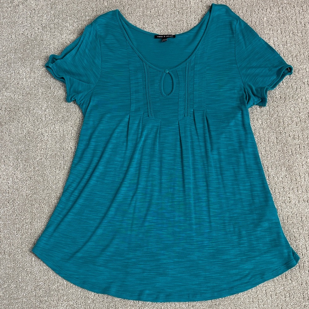 Teal Women's Top: Cable and Gauge XL